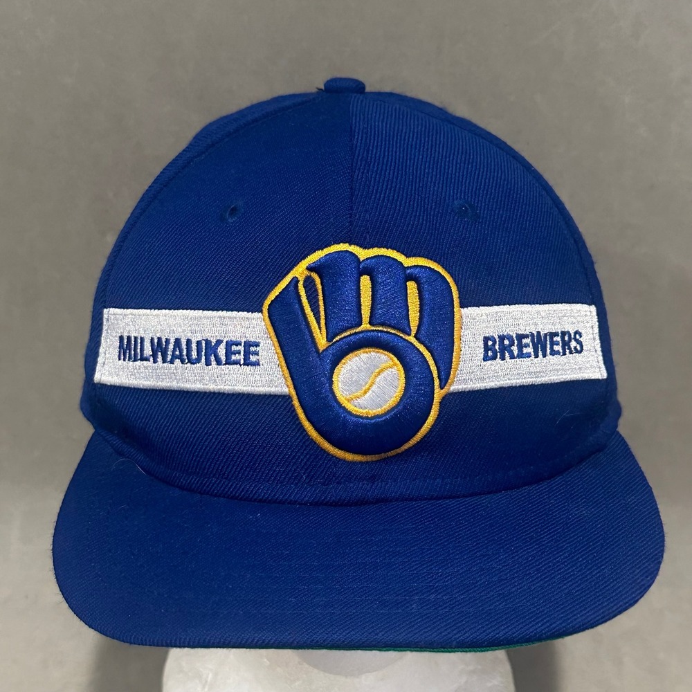 Milwaukee‎ Brewers New Era Snapback Hat Blue Cooperstown Ball Glove Logo Cap